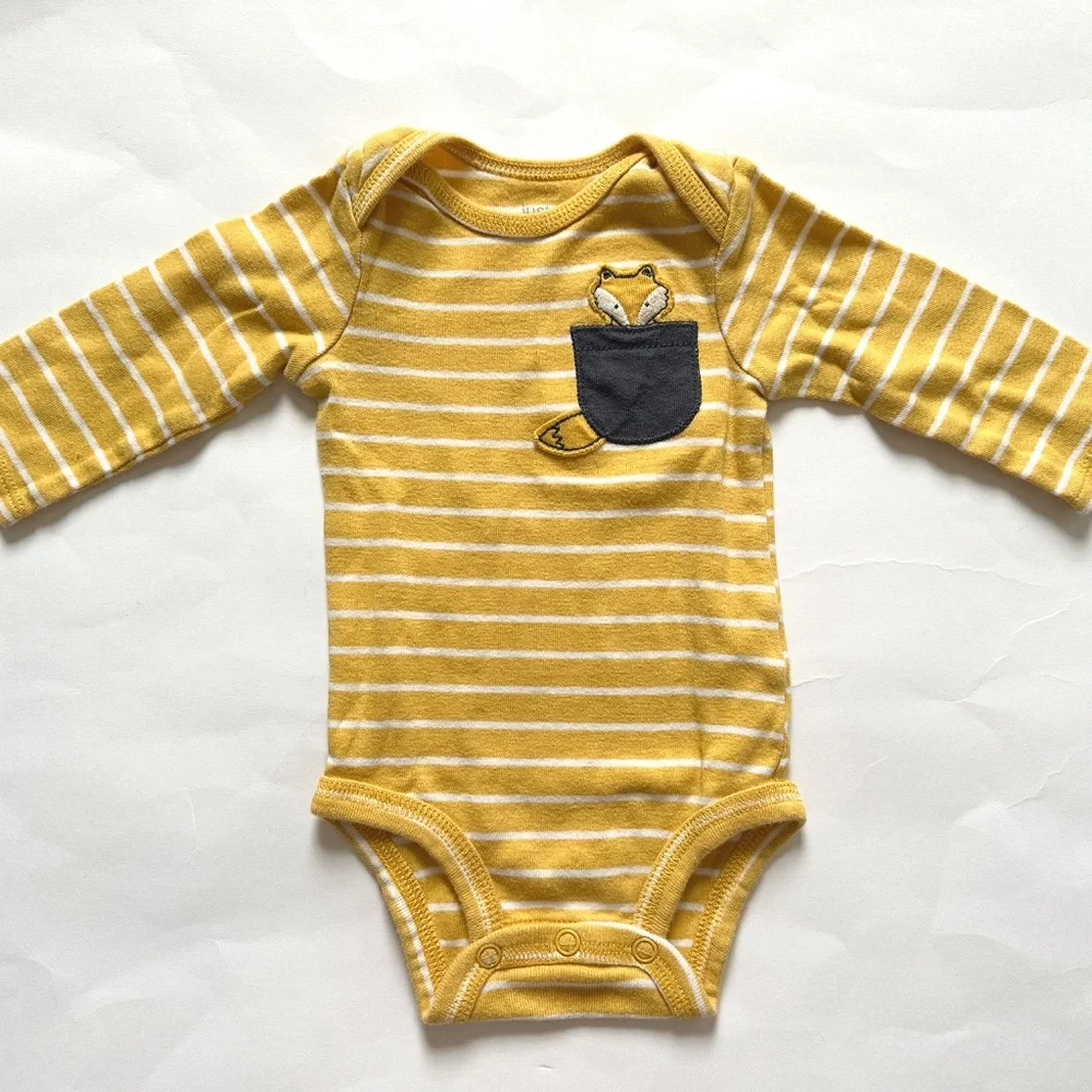 Carter's Baby Boy 3 Piece Matching Set Fall Fox Yellow Navy Size 3M